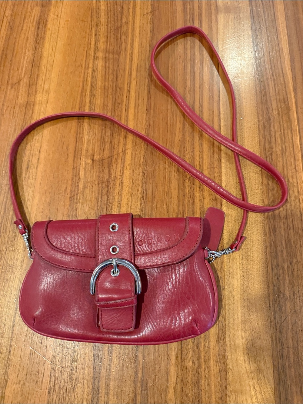 Coach Vintage 1990s  Red Glove-Tanned Leather Mini Shoulder Bag Style H4B0511